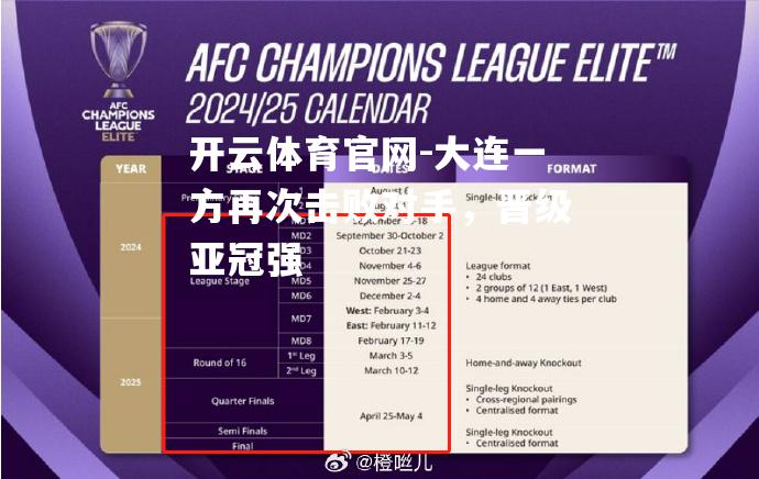 大连一方再次击败对手，晋级亚冠强
